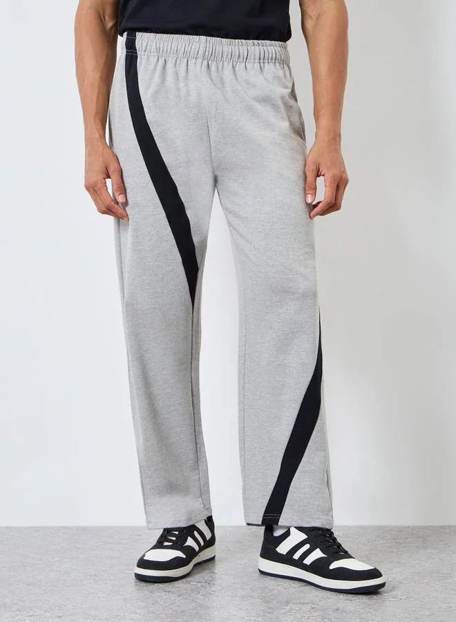 Styli Men Grey Striped Relaxed Fit Joggers